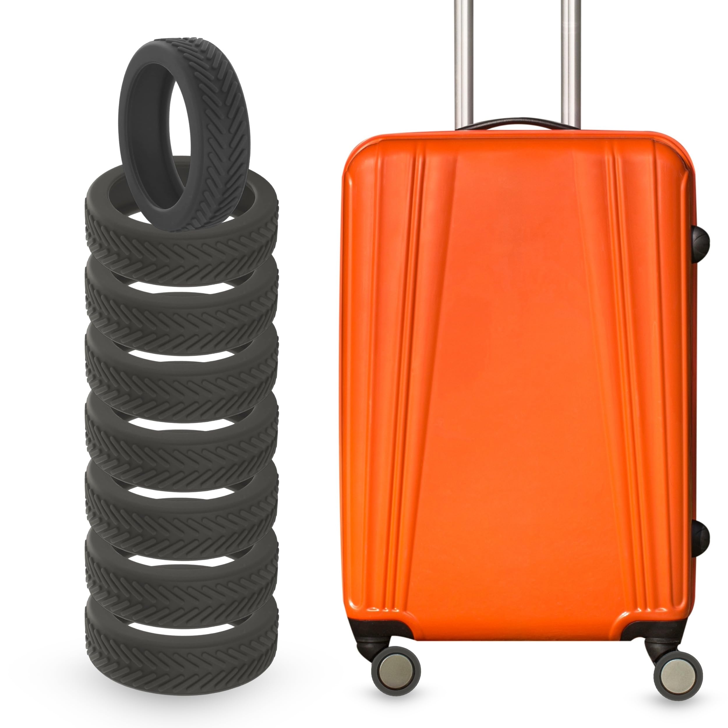 Durable Silicone Luggage Wheel Covers - 8 Pack for Smooth Rolling Suitcases & Office Chairs - Protects Floors & Reduces Noise - Perfect for Travel, Home & Office Use