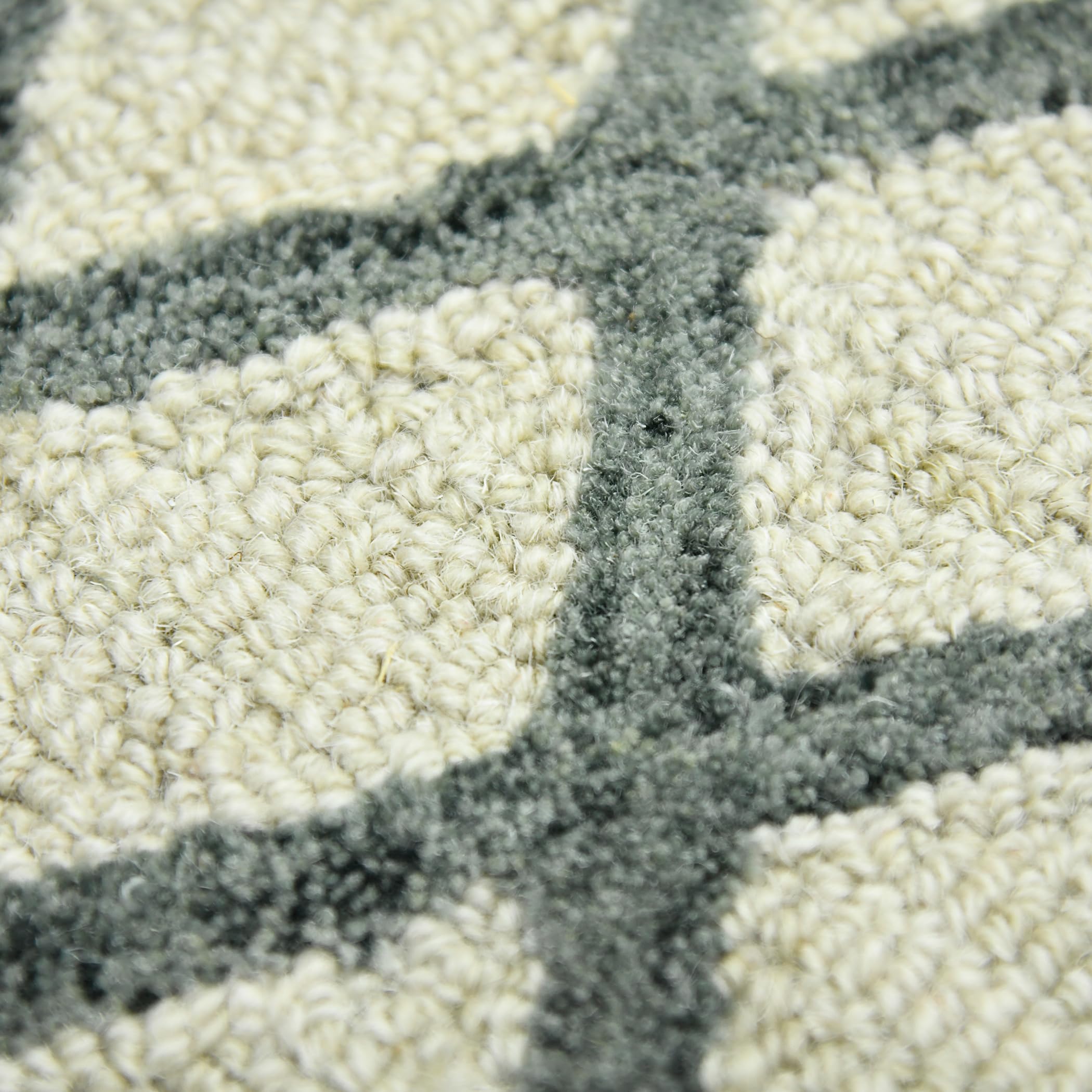 AMER Rugs Vista Duncan Collection Hand-Hooked 100% Wool 8'x10' Area Rug - Geometric Pattern Ivory Wool Rug for Living Room, Bedroom & Kitchen | Durable Floor Covering for Home Decor & High Traffic Areas