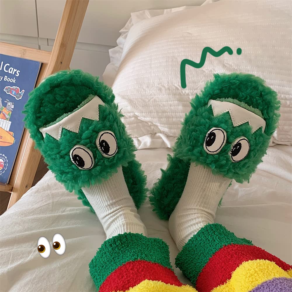 Funny Eyes Fuzzy Slippers for Women - Soft Fluffy Kawaii House Slippers with Cute Design - Perfect for Indoor Comfort, Lounge Wear & Gift Giving