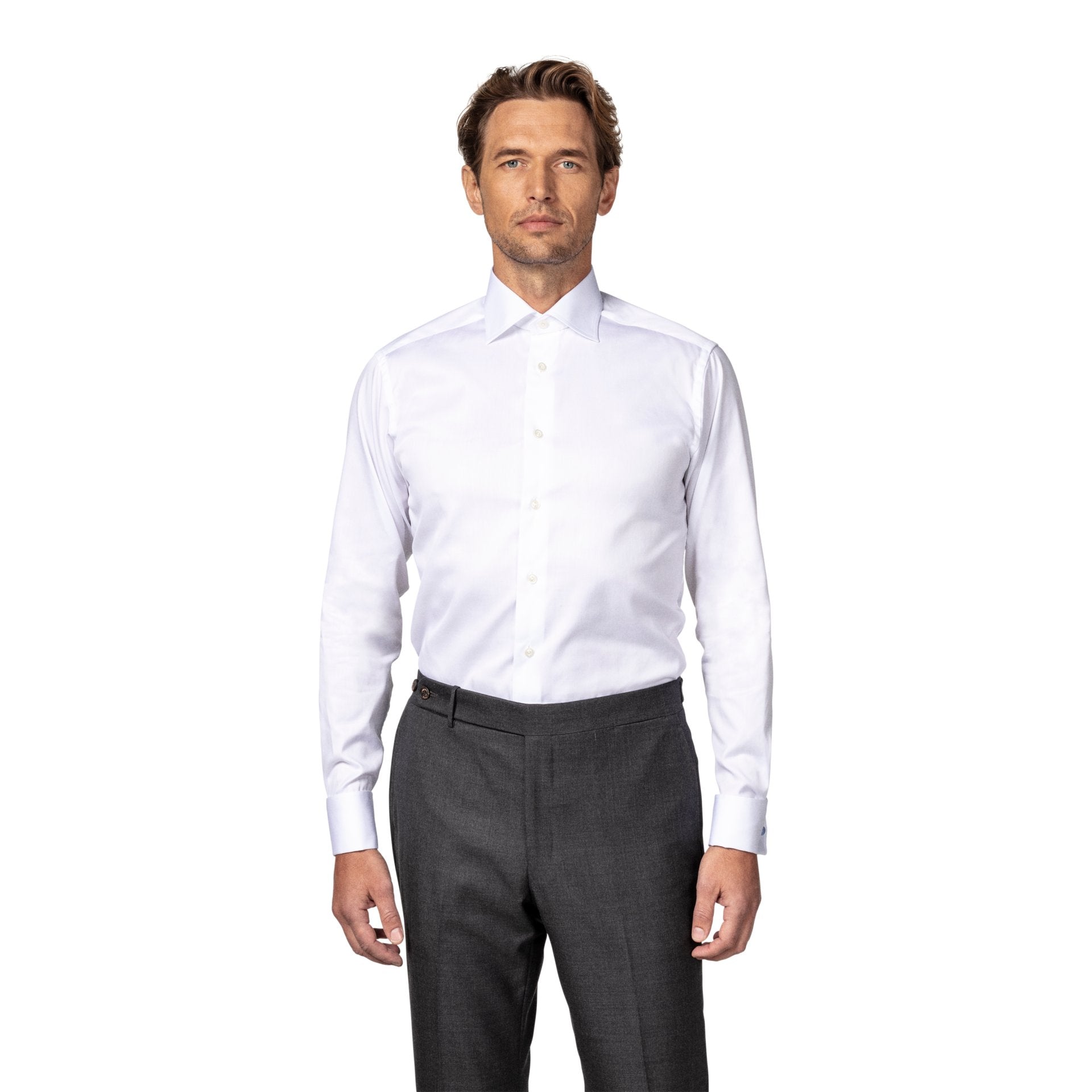 ETON Signature Twill Cotton Men's Dress Shirt with French Cuffs - Classic White Formal Shirt for Business, Office & Wedding Attire