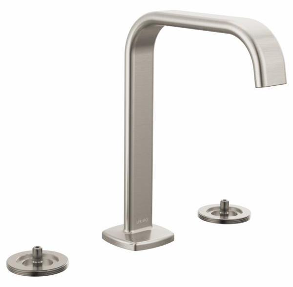 Allaria Widespread Bathroom Faucet with Square Spout - 1.2 GPM Low Flow Water-Saving Design - Luxe Nickel Finish - Single Handle Modern Faucet for Bathroom Sink - Perfect for Home, Hotel, and Commercial Use