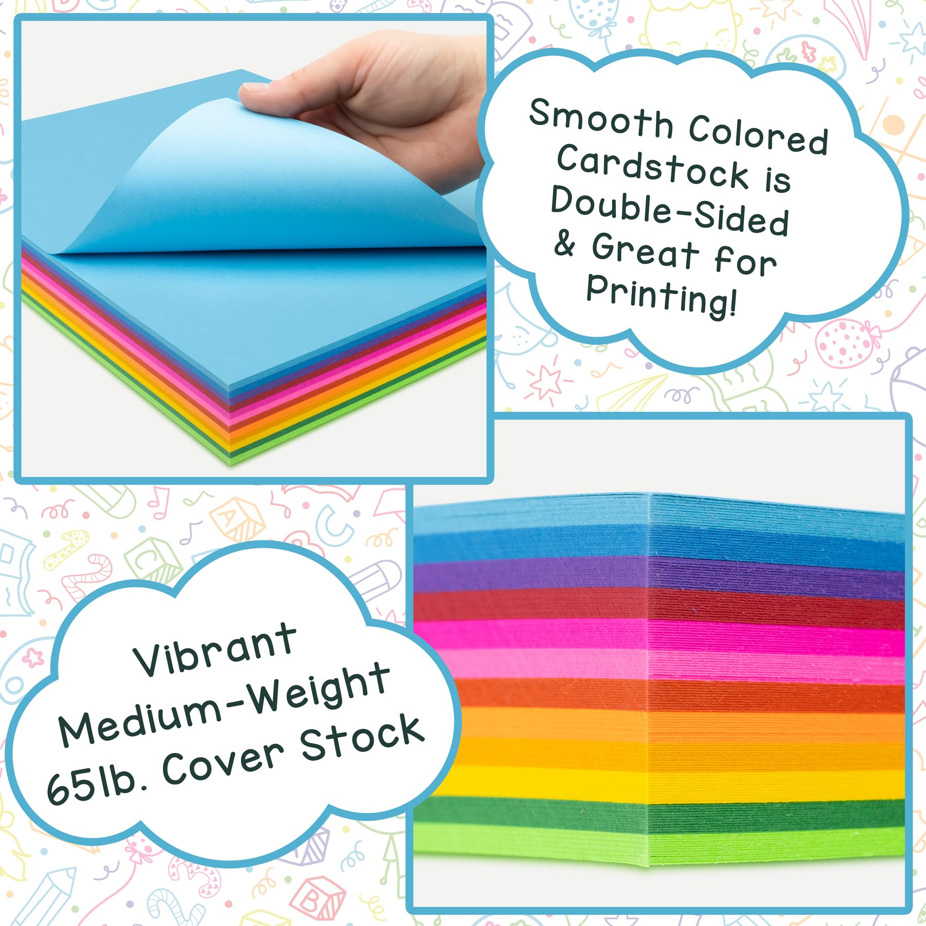 Hygloss Bright Colored Cardstock Paper - 8.5x11 Inches, 12 Vibrant Colors, 48 Sheets, 65 lb/176 gsm, Fade-Resistant & Acid-Free for Scrapbooking, Card Making, and DIY Crafts