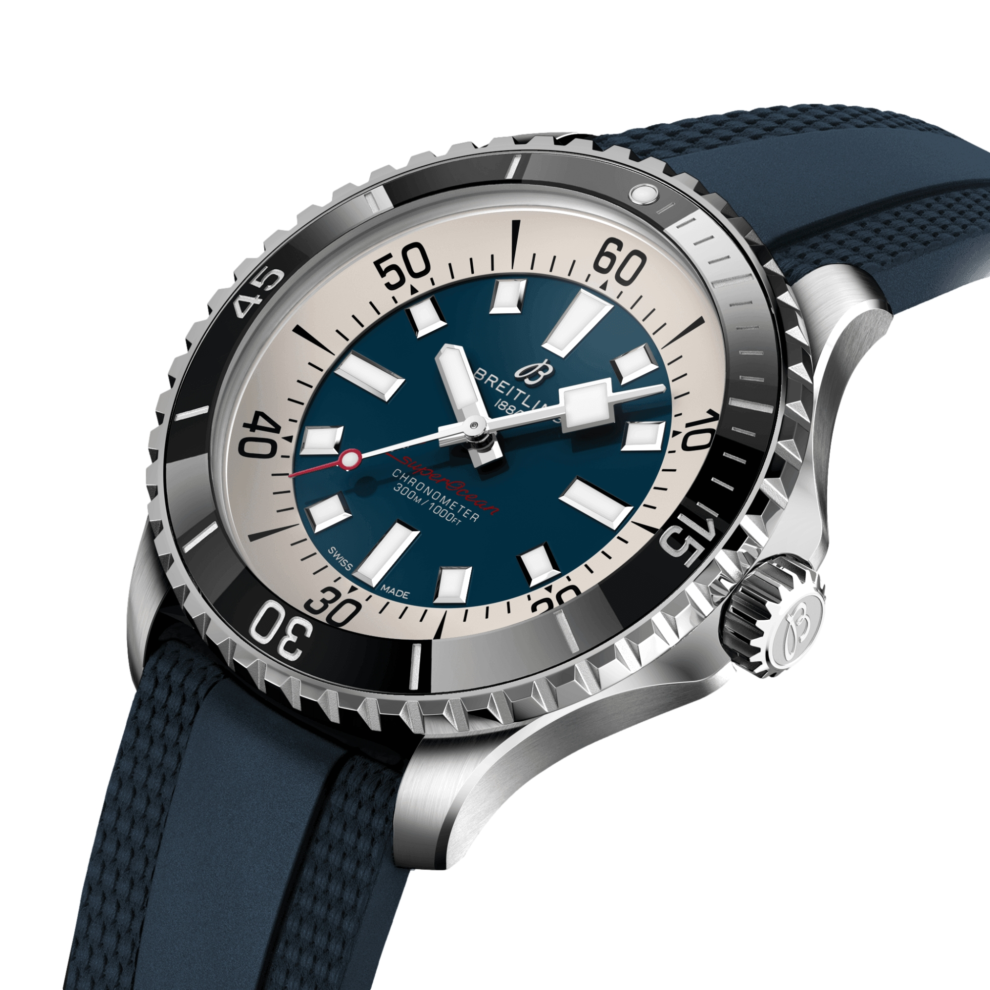 Superocean Automatic 44mm Blue Dial Men's Dive Watch with Rubber Strap - Perfect for Scuba Diving, Water Sports & Everyday Wear