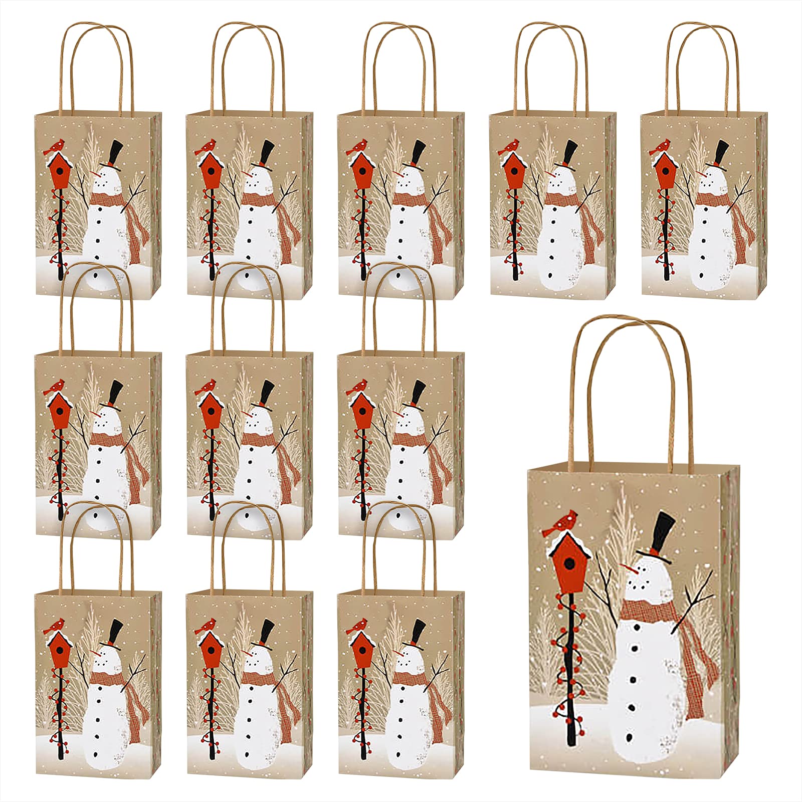 Rustic Snowman Christmas Gift Bags - 5.5