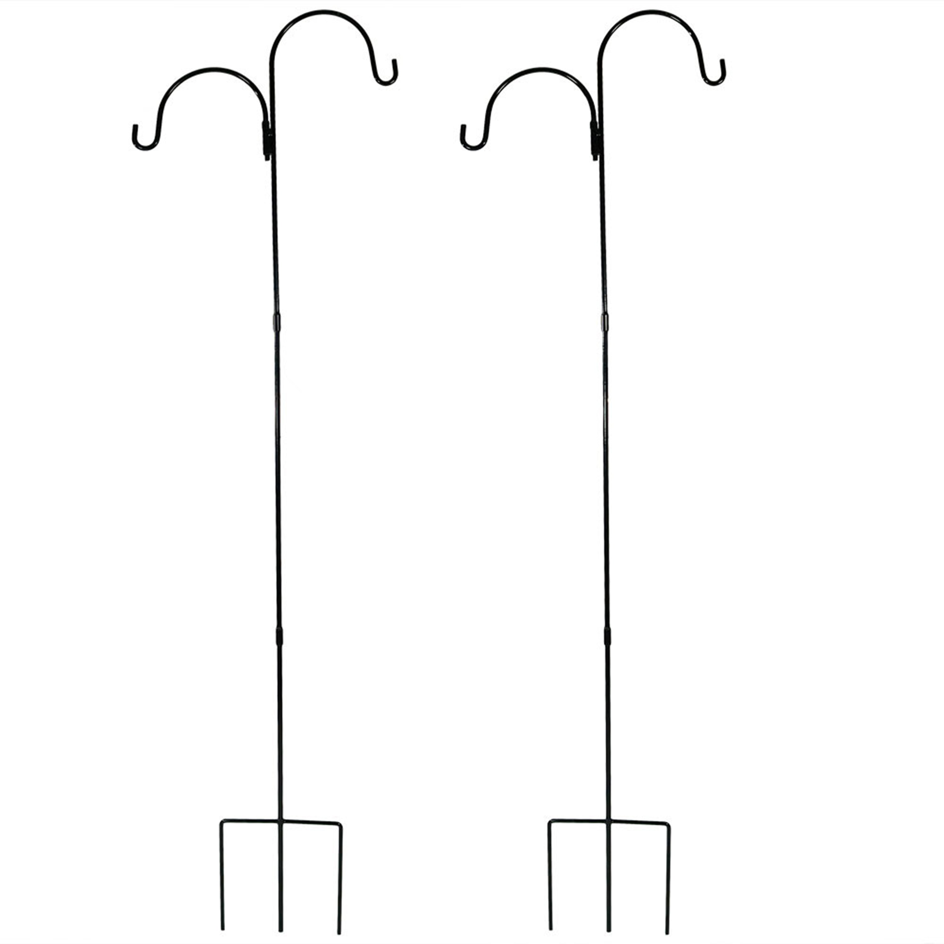 Sunnydaze Double Shepherd Hooks Set of 2 - 84 Inch Heavy Duty Garden Hooks for Hanging Plants, Lanterns & Bird Feeders - Perfect for Outdoor Patio, Yard & Garden Decor