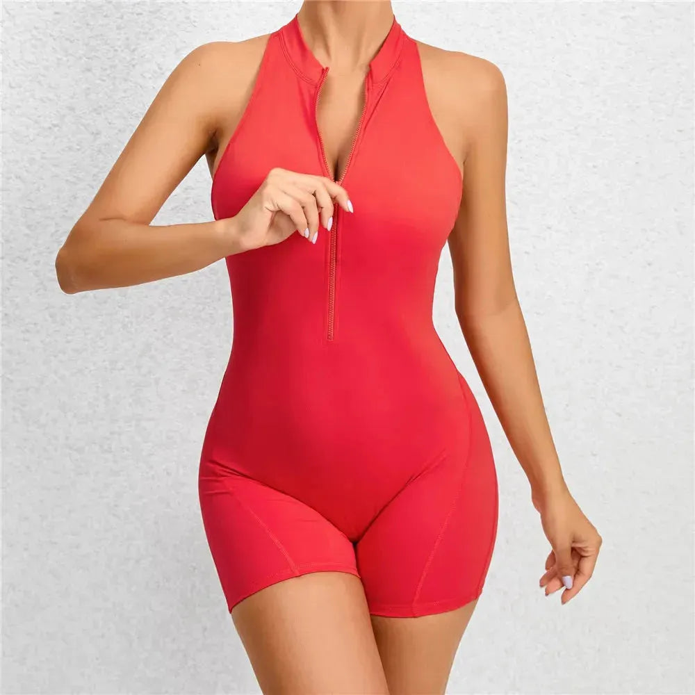 2024 Women's Zipper Tracksuit Set - One Piece Jumpsuit with Scrunch Legging for Yoga, Workout & Gym | Activewear for Running, Pilates & Lounge Wear
