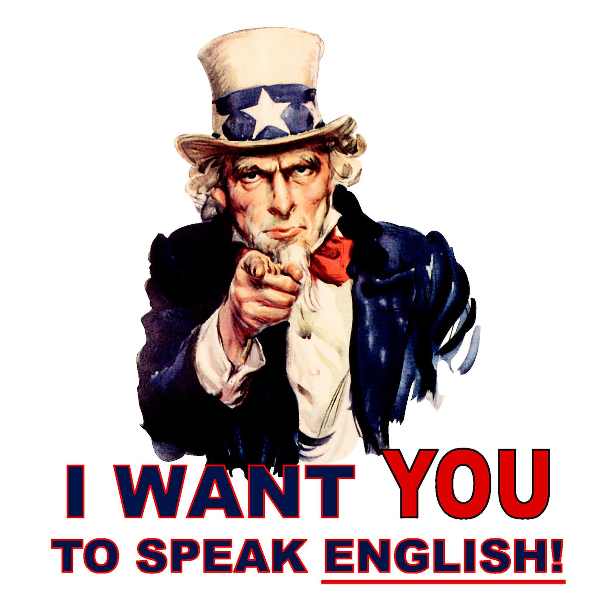 Funny 'Want You to Speak English' Oval Car Bumper Sticker - Waterproof Vinyl Decal for Cars, Laptops & Windows - Great for Language Lovers & Prank Gifts