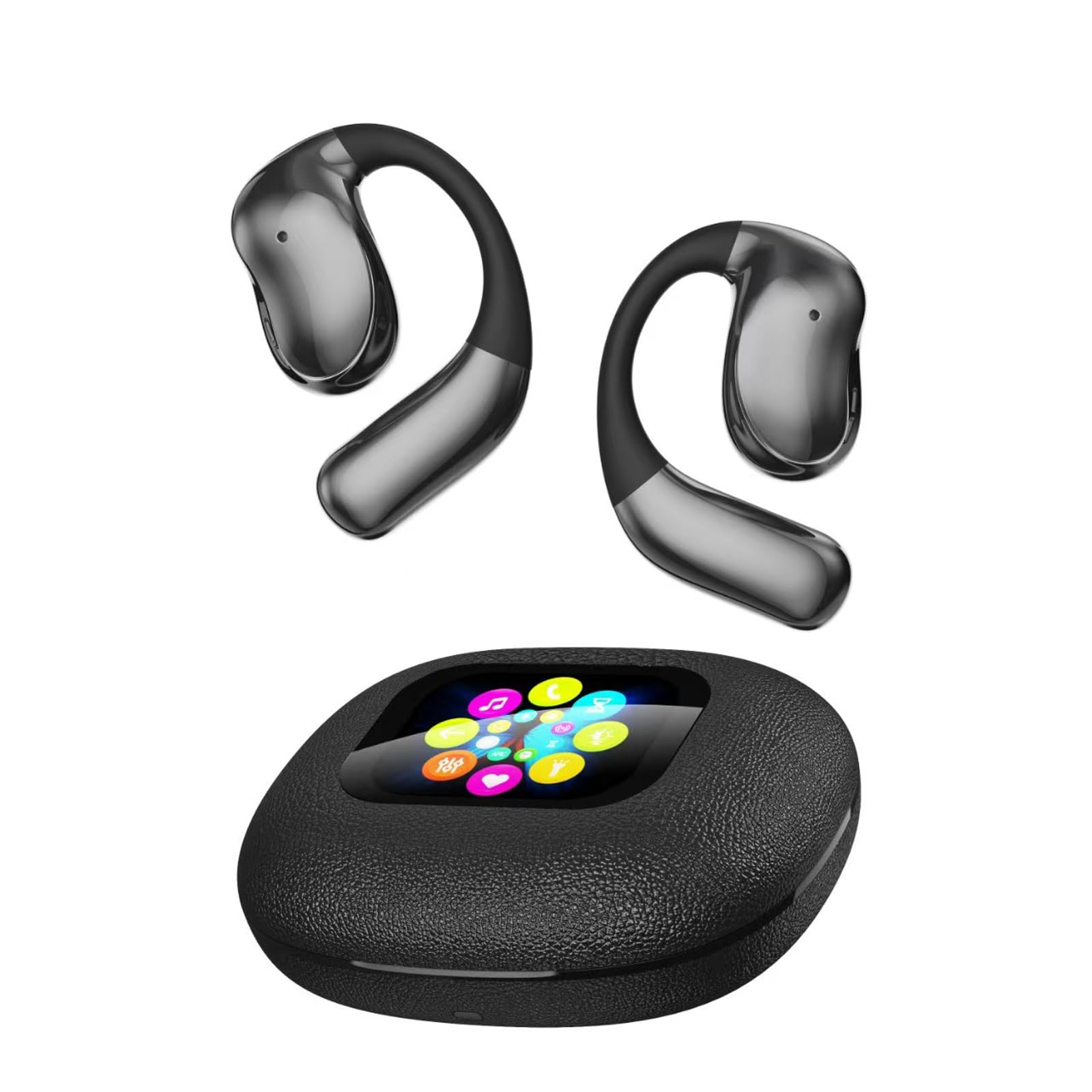 Open Ear Wireless Bluetooth Earbuds with Hooks - Ultra Comfortable Over Ear Headphones for Running & Workouts | Snug Fit, Powerful Bass, Clear Mic | Touch Screen Charging Case | Perfect for Gym, Jogging & Outdoor Activities