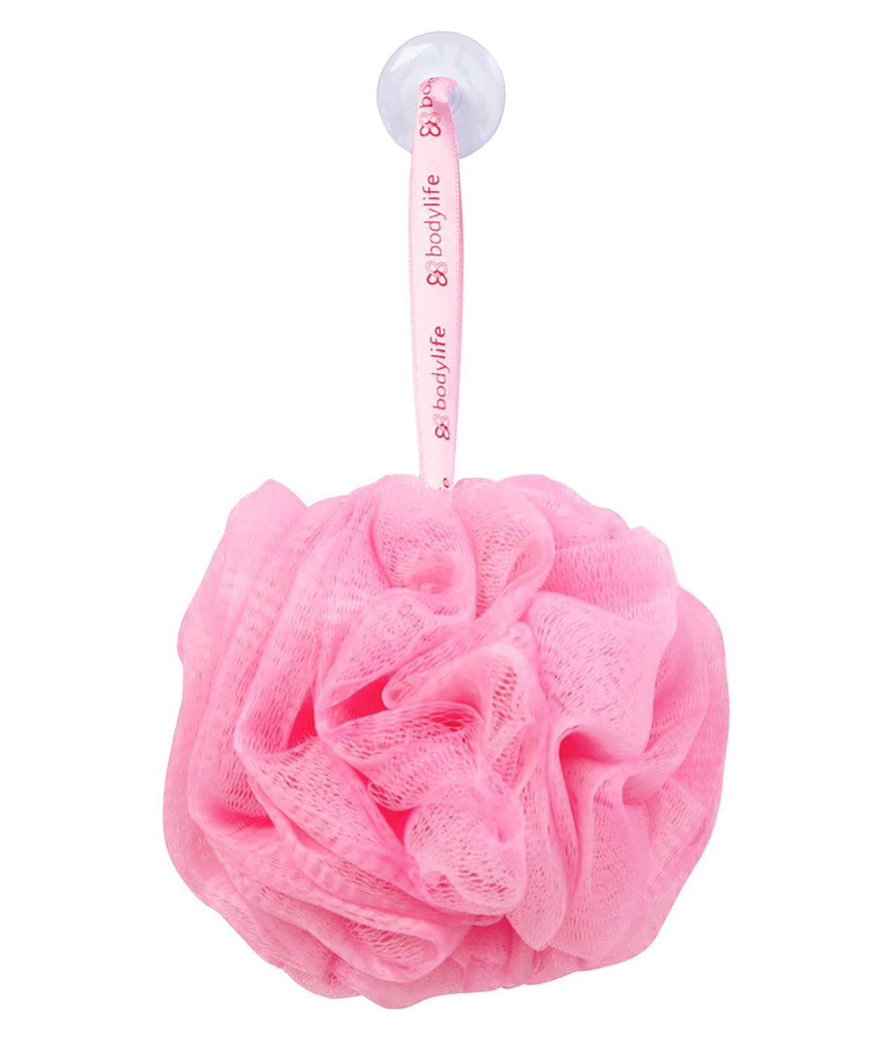 Bodylife Exfoliating Bath & Shower Body Pouf - Premium Body Buffer & Scrubber for Smooth Skin (Flamingo Pink, 55g) | Perfect for Daily Exfoliation & Luxurious Spa Experience at Home