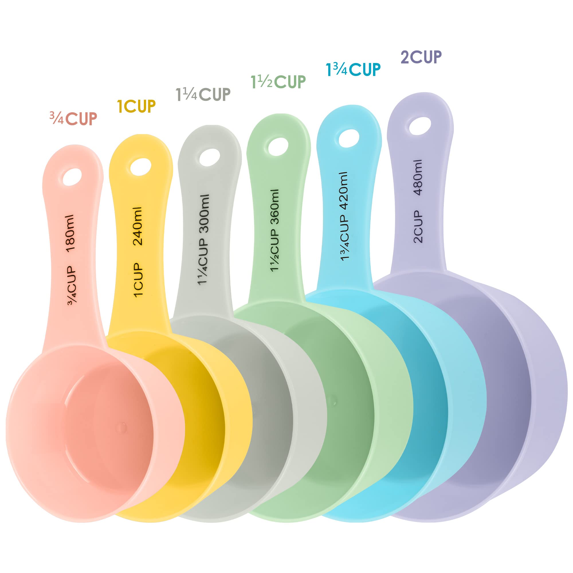 Smithcraft 6-Piece Plastic Measuring Cups Set - 3/4 & 2 Cup Measuring Cups for Baking, Cooking & Kitchen - Colorful Food Measurement Tools (Purple) - Perfect for Measuring Dry & Liquid Ingredients in Recipes