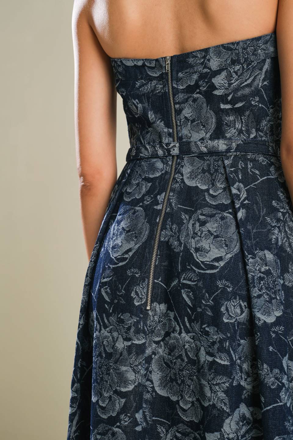 Evolving Reflections Jacquard Denim Midi Dress - Stylish Women's Casual & Party Wear for Day or Night Out