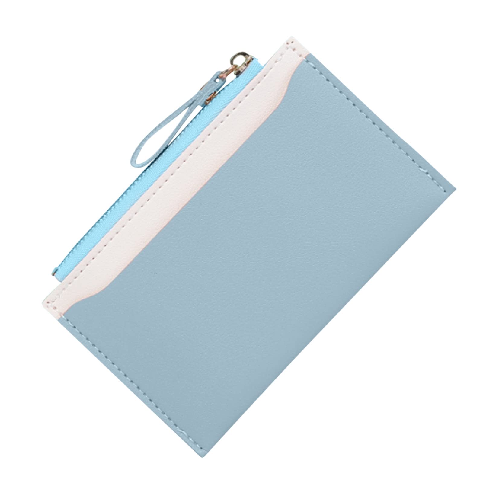 Stylish Colorblock Leather Wallet for Women & Men - Slim RFID Blocking Multi Card Holder with Zipper Coin Purse (Perfect for Travel, Shopping & Everyday Use)