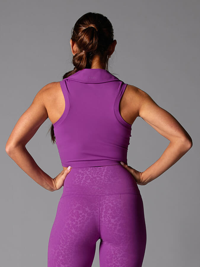 Tavi Women's Polo Tank Top - Soft Breathable Stretch Fit Violet - Perfect for Yoga, Running & Casual Wear