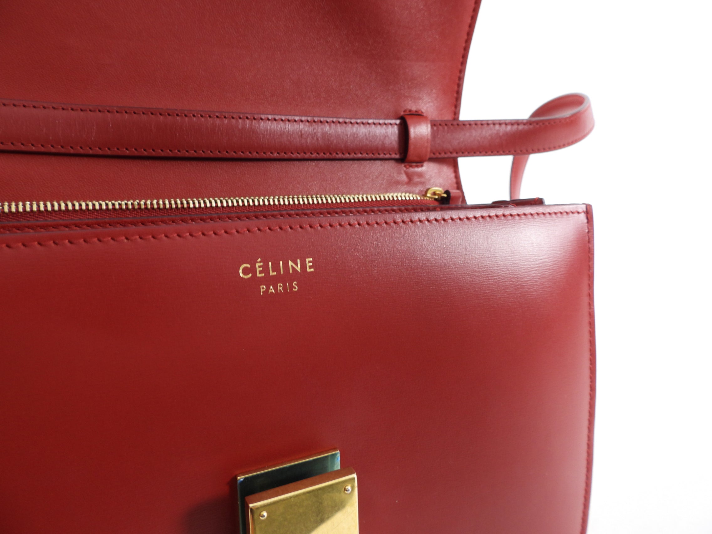 Celine Red Medium Box Shoulder Bag for Women | Genuine Leather Crossbody Purse | Perfect for Work, Travel & Evening Events