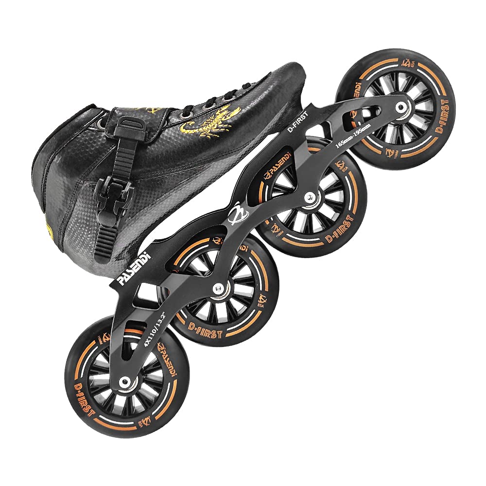 Professional Carbon Fiber Speed Skates for Adults - Men's & Women's 4-Wheel Inline Skates | High-Performance Single Row Racing Rollerblades (Black) | Perfect for Speed Skating, Fitness Training & Outdoor Sports