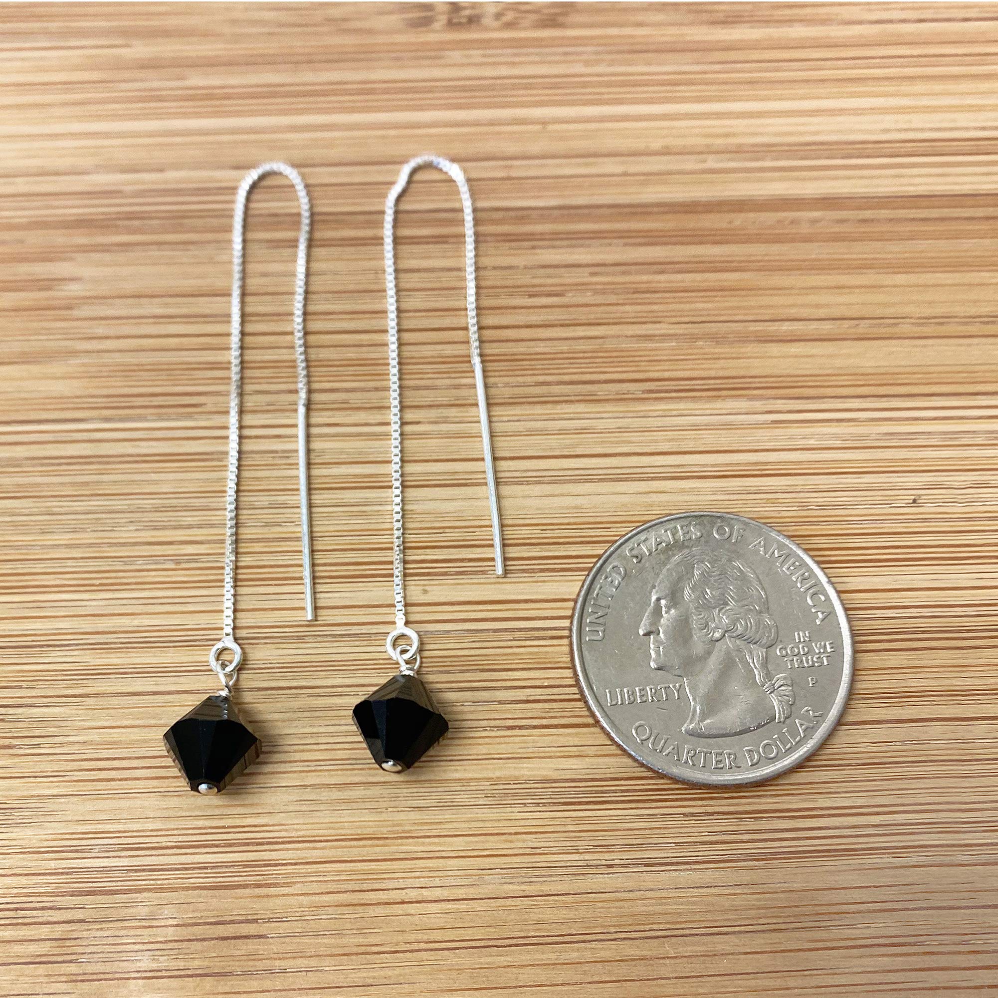925 Silver Threader Drop Earrings with Crystals for Party & Wedding