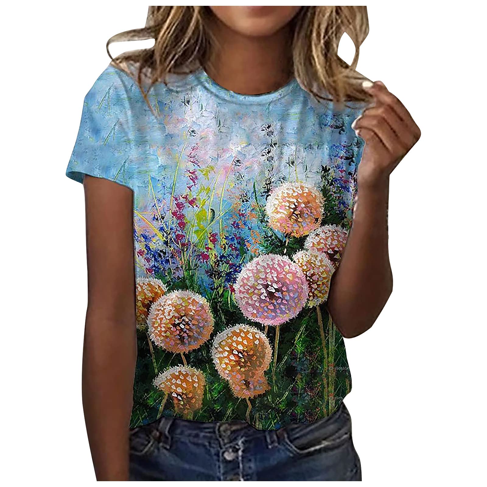 Women's Summer Short Sleeve T-Shirt - Cute Printed Casual Blouse, Loose Fit Graphic Tee for Everyday Wear | Perfect for Beach Outings, Weekend Errands & Summer Vacations