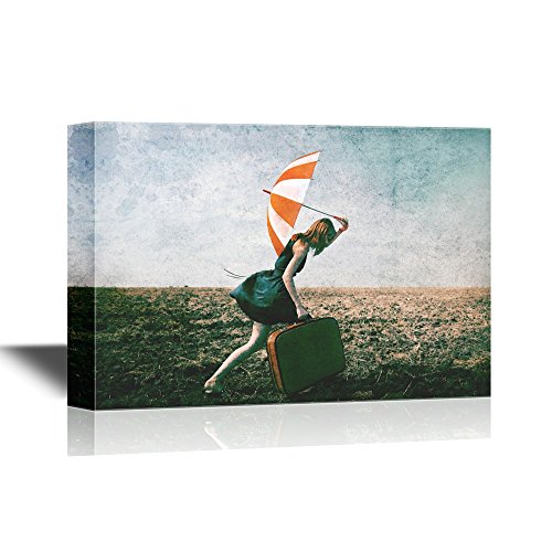 Lonely Girl with Suitcase
