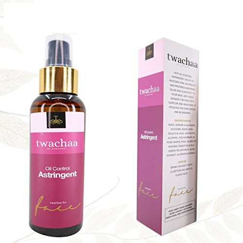 Twachaa By Saraswat | Astringent Face Toner for Oily, Sensitive & Acne-Prone Skin | Pore Minimizer & Oil Control | With Aloe Vera, Green Tea & Alum Extract | 120ml | Perfect for Daily Skincare Routine & Post-Workout Refresh
