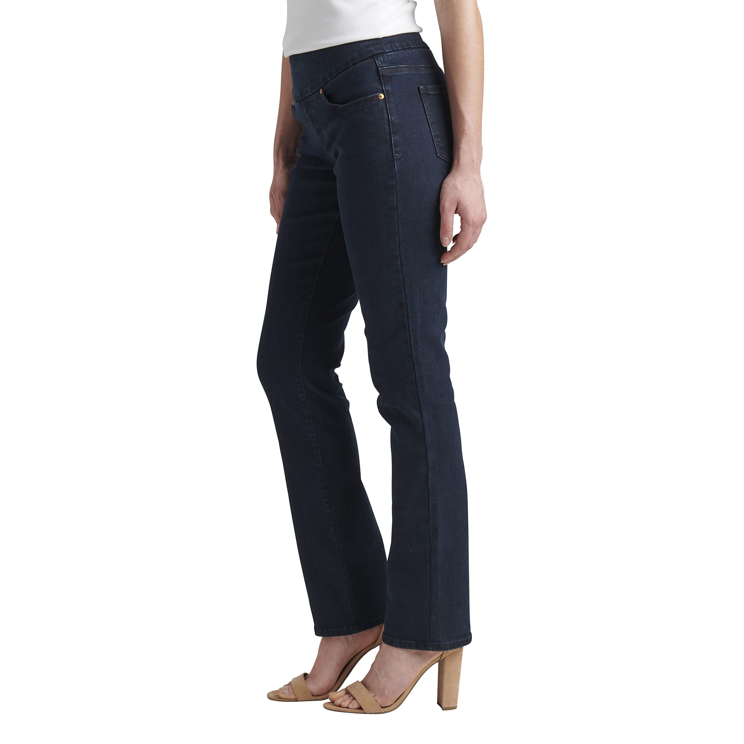 JAG Jeans Women's Peri Mid Rise Straight Leg Pull-on Jeans - Comfortable Stretch Denim Pants for Casual Wear, Office & Everyday Outfits