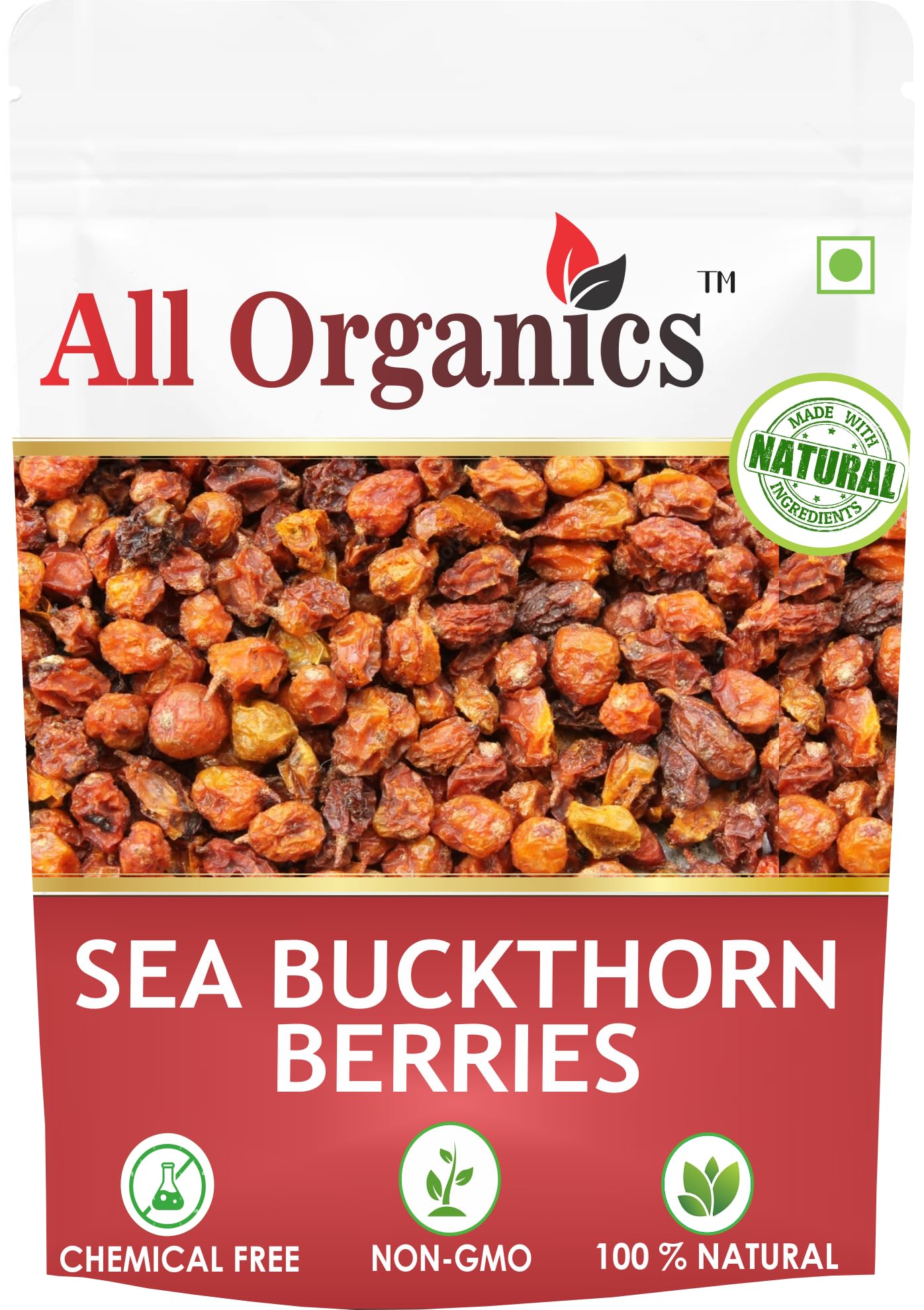 Organic Himalayan Sea Buckthorn Berries | 100g | Dried Superfood | Rich in Fiber, Omega Fatty Acids & Vitamin C | Perfect for Smoothies, Teas & Healthy Snacks