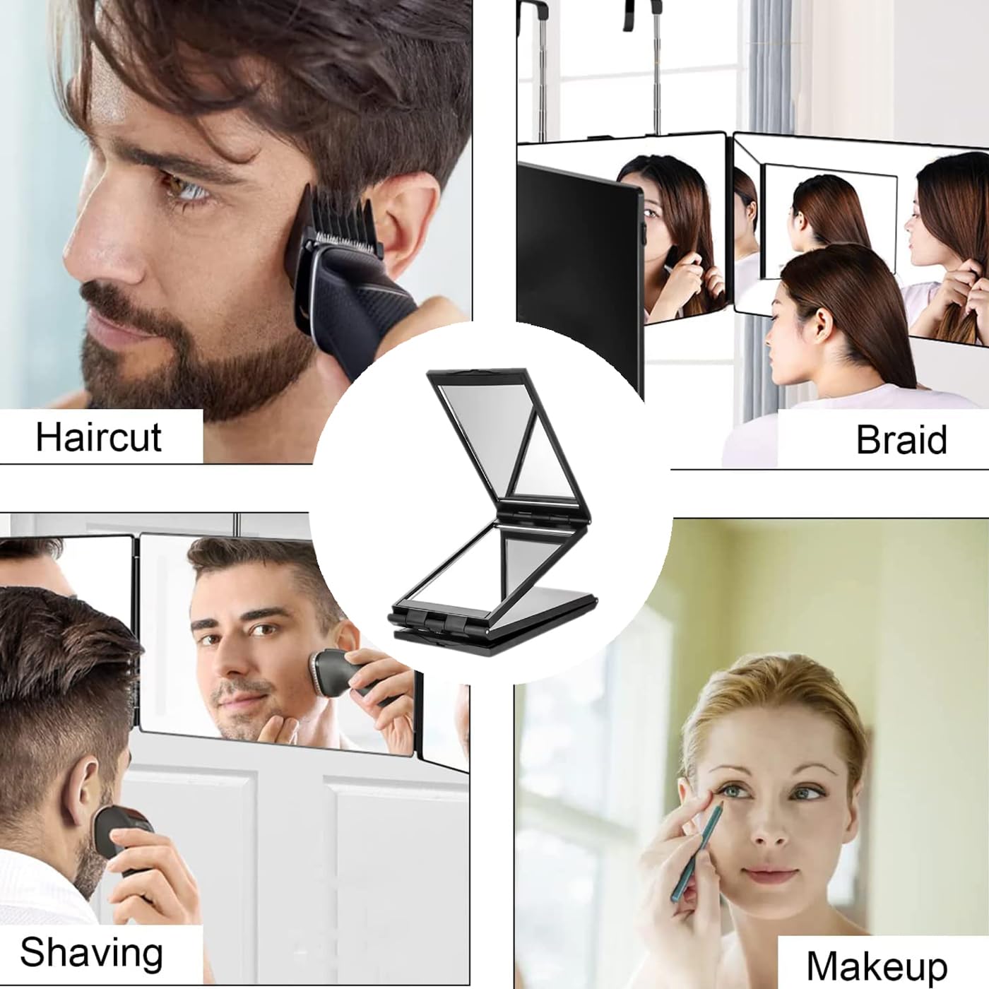 Portable Folding Mirror - Adjustable Rectangular Travel Mirror for Camping, Makeup, Gym & Home Use - Compact & Lightweight Design