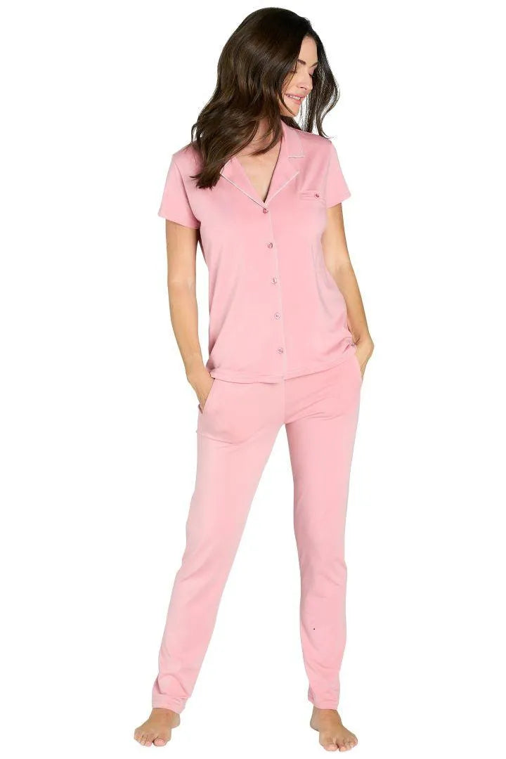 Brenda Women's Short Sleeve Pajama Set - Soft Cotton Sleepwear for Women, Comfortable Nightwear for Lounge & Sleep, Perfect for Home Relaxation and Gift Giving