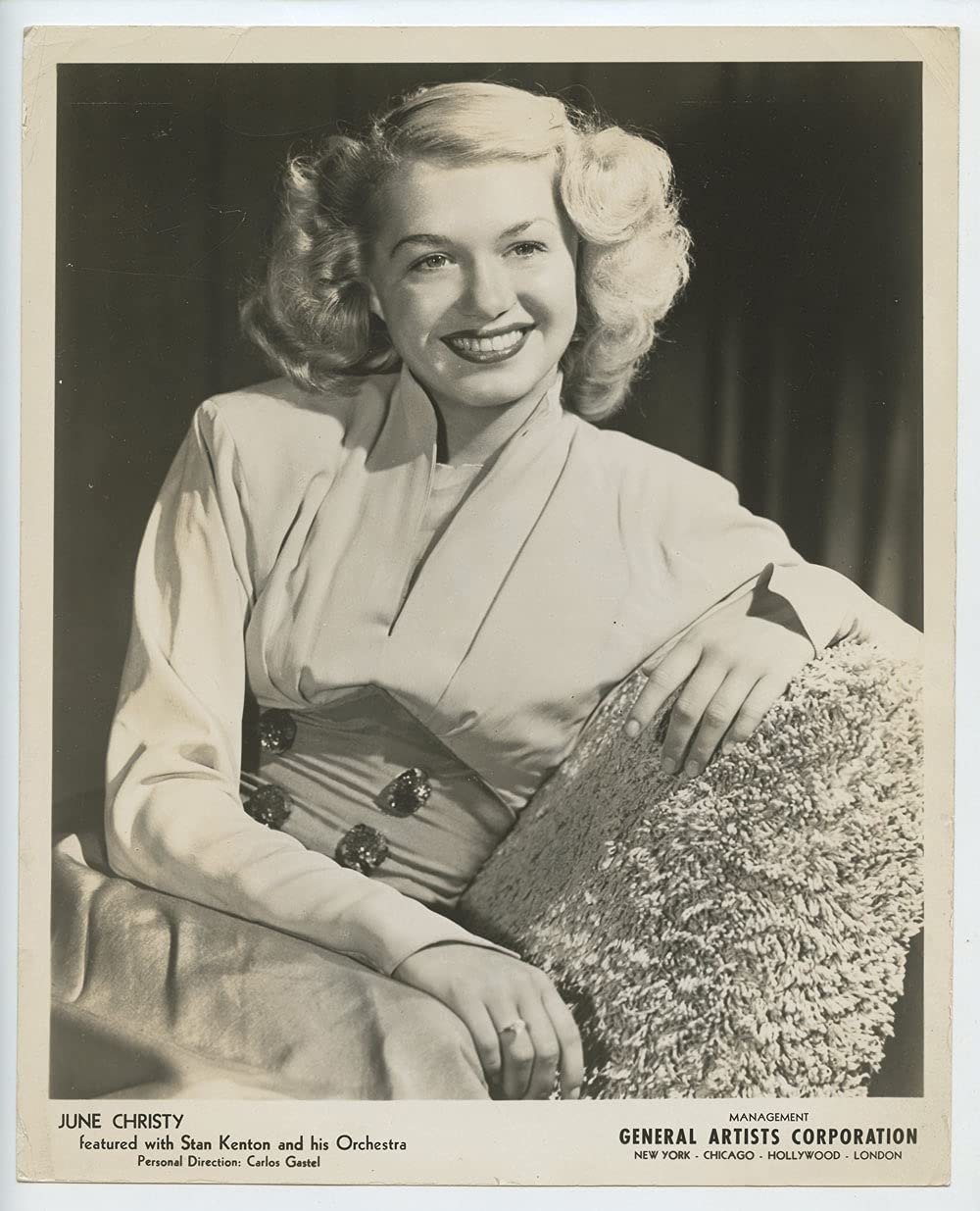 June Christy Original Vintage 1950s Publicity Photo - Authentic Jazz Era Memorabilia for Music Collectors & Retro Decor