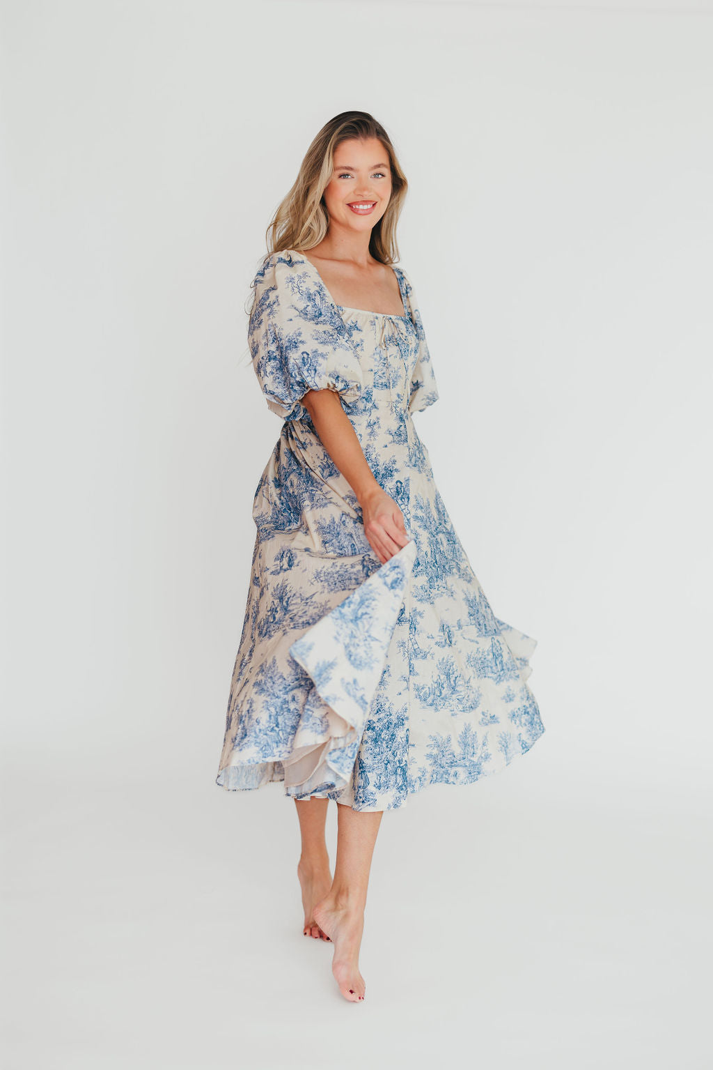 Mary Elizabeth Midi Dress - Flowy Blue Summer Dress for Women | Perfect for Beach Vacations, Date Nights & Casual Outings