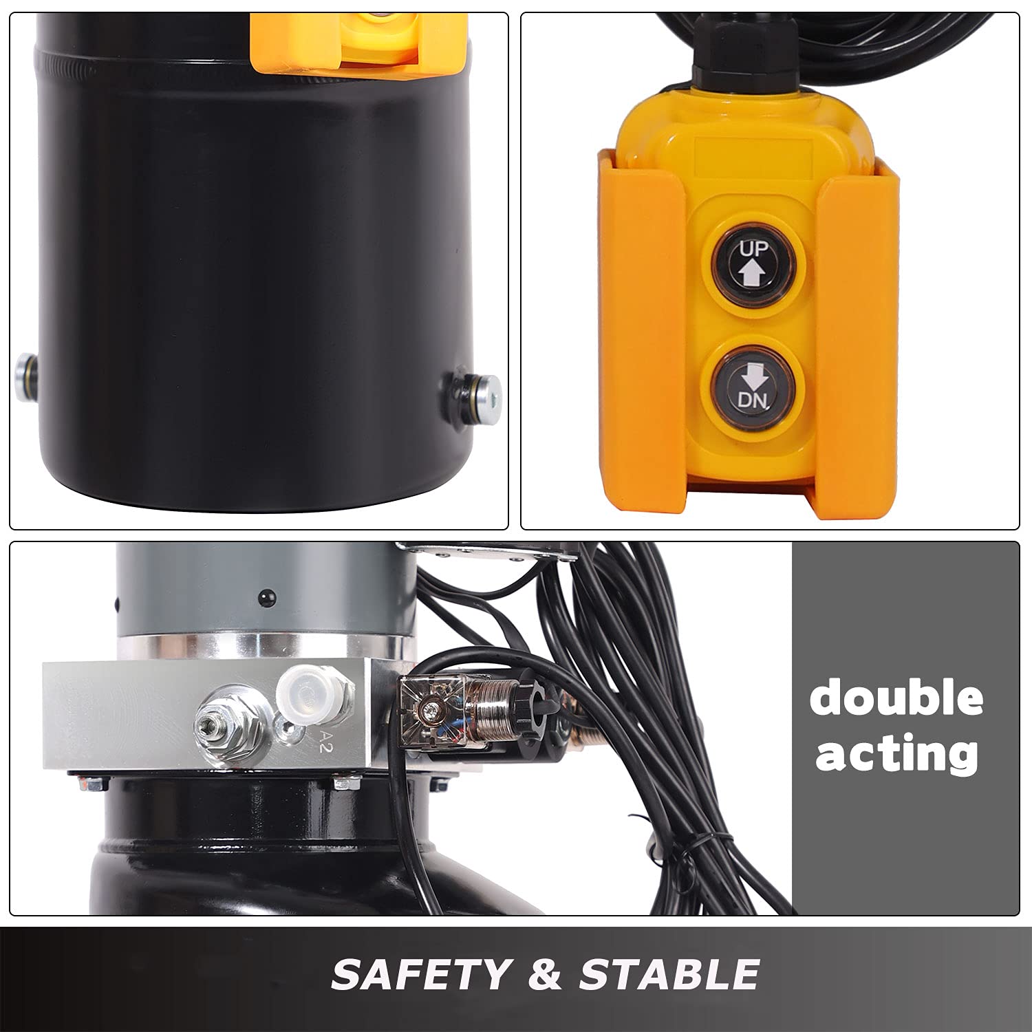 12V DC Hydraulic Power Unit - 8 Quart Double Acting Hydraulic Pump with Metal Reservoir for Car Lifting & Dump Trailers | Heavy Duty Hydraulic System for Automotive Repair, Farm Equipment & Industrial Applications