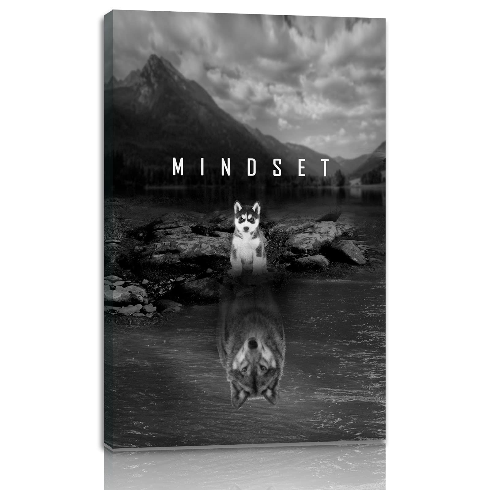 Beast Mode Motivational Canvas Wall Art - Wolf & Dog Inspirational Posters Set - Entrepreneur Success Decor for Home, Office, Living Room & Bedroom - Framed Ready to Hang Canvas Prints - Perfect for Gym Motivation & Home Office Inspiration