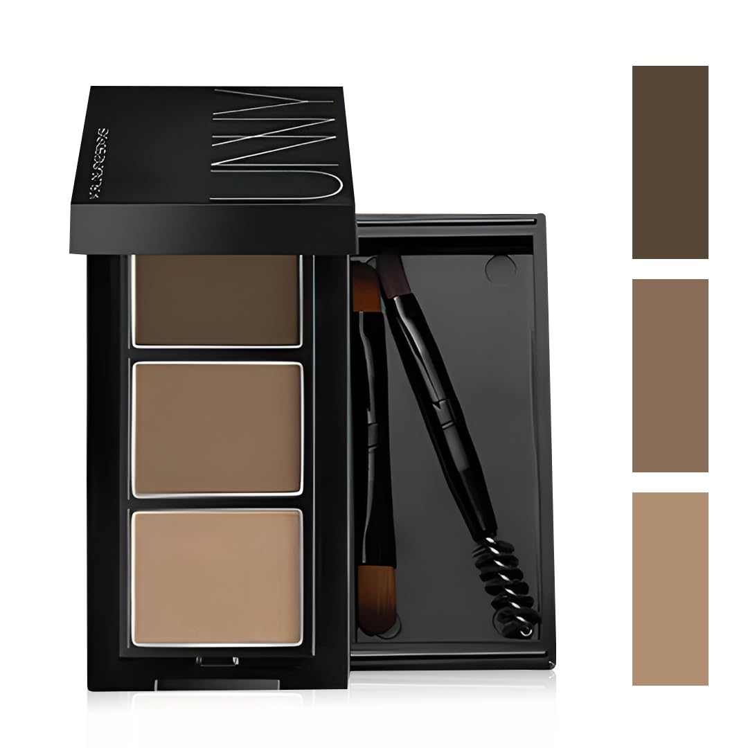 Professional 3-in-1 Waterproof Eyebrow Makeup Palette Kit - Coffee Brown Shades with Mirror & Brush | Long-Lasting Eyebrow Filler for Natural Look | Perfect for Daily Use, Special Occasions & Travel Makeup Essentials