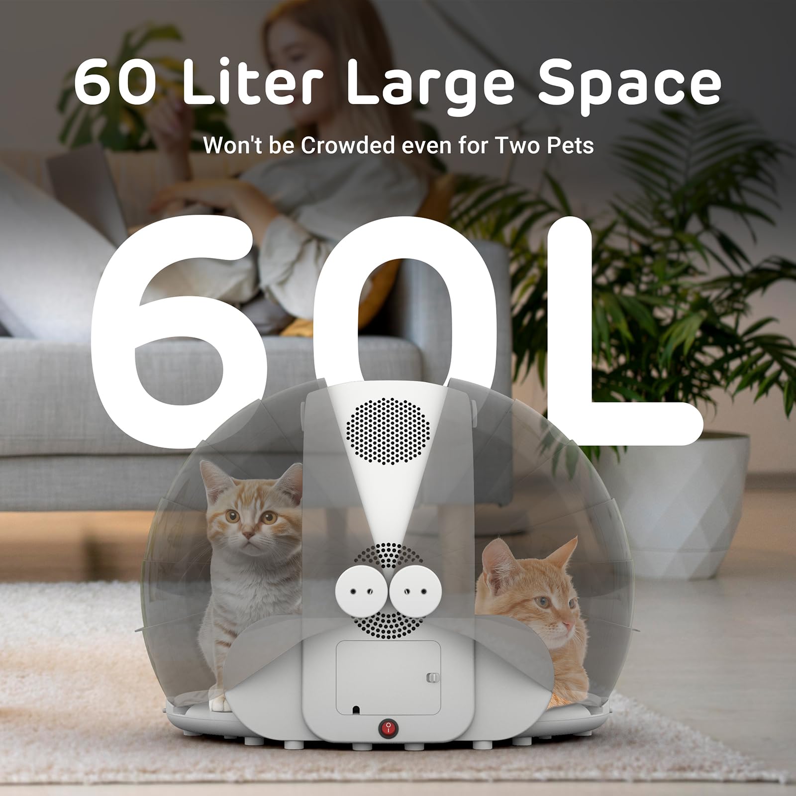 iPettie Automatic Pet Dryer Box for Cats & Small Dogs - 60L Capacity with 8 High-Speed Fans, 360° Airflow, Adjustable Temperature & 4 Speed Settings - Ultra Quiet Pet Grooming Machine for Home Use | Perfect for Post-Bath Drying & Professional Pet Salons