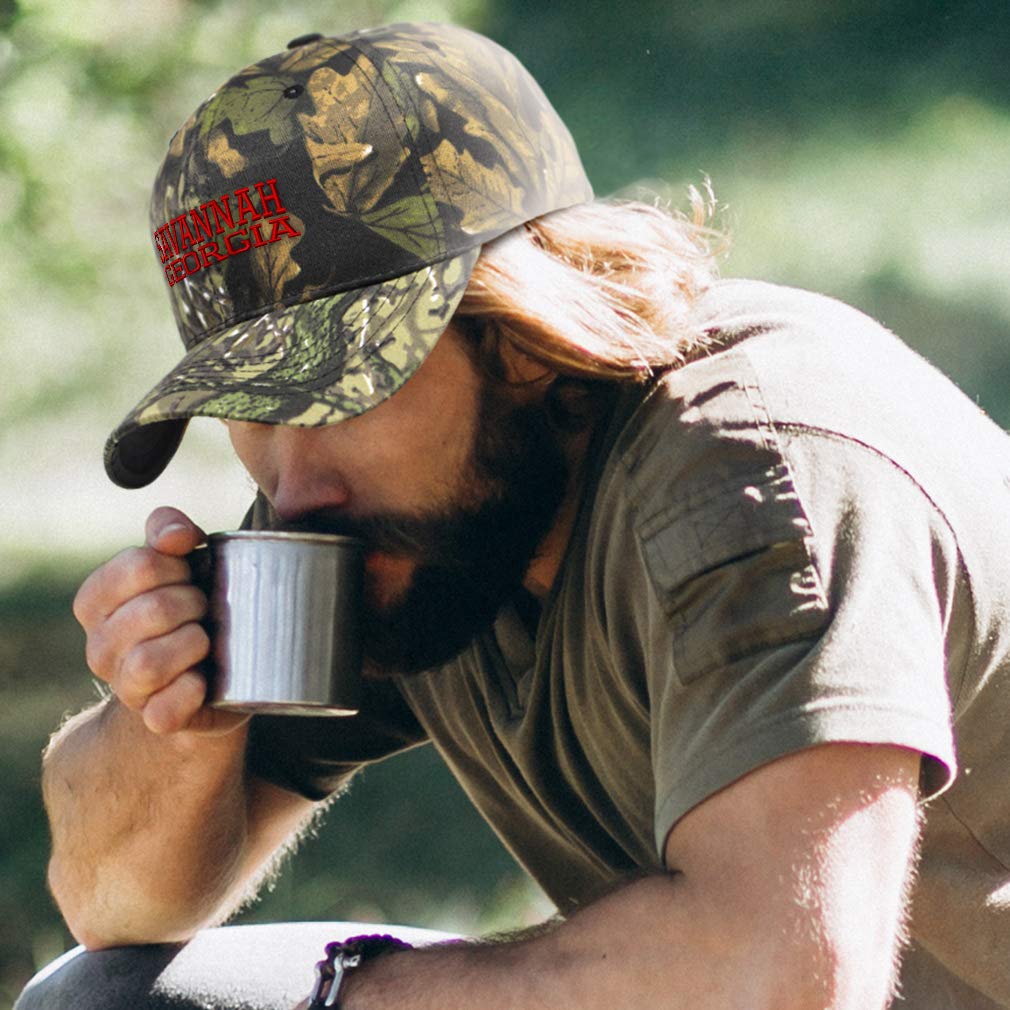 Custom Camo Baseball Cap - Georgia Savannah USA Patriotic Embroidered Cotton Hat for Men & Women - Perfect for Hunting, Outdoor Sports & Military Enthusiasts