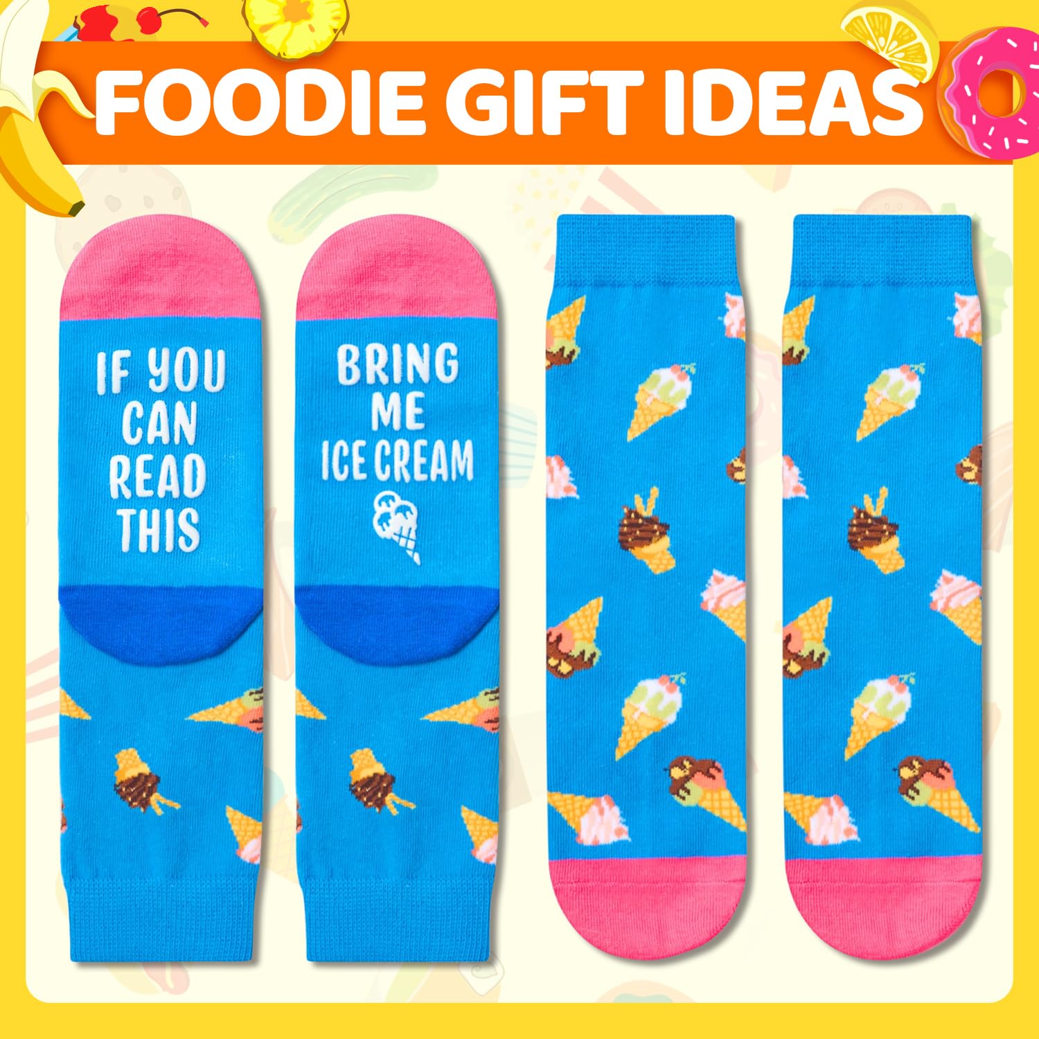 Funny Novelty Socks for Kids - Crazy Pickle Ice Cream Design Silly Socks for Boys & Girls | Perfect Gift for Birthdays, Christmas & Crazy Sock Day
