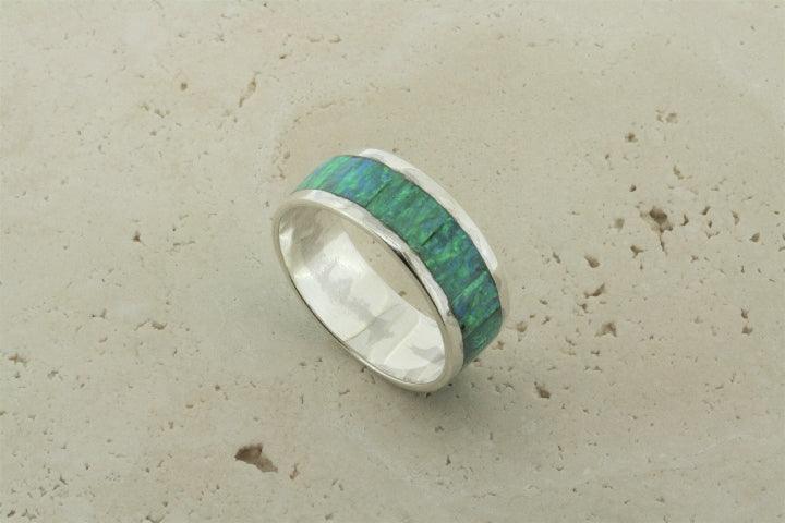 Natural Green Opal Band Ring - Elegant Handmade Jewelry for Women, Perfect for Weddings, Parties & Everyday Wear