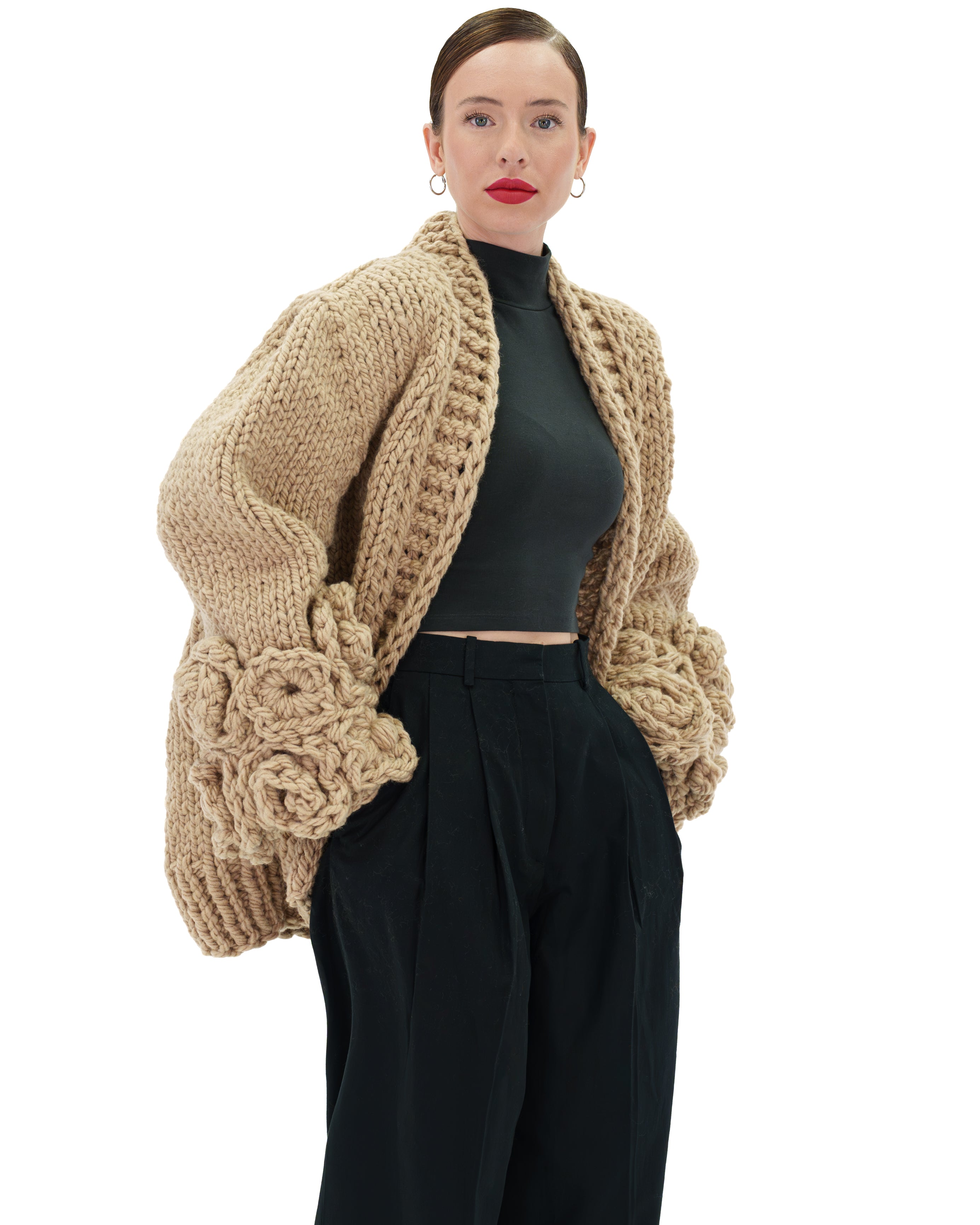 Floral Sleeves Cardigan for Women - Lightweight Open Front Knit Sweater with Floral Embroidery | Perfect for Spring Outfits, Office Wear & Casual Dates