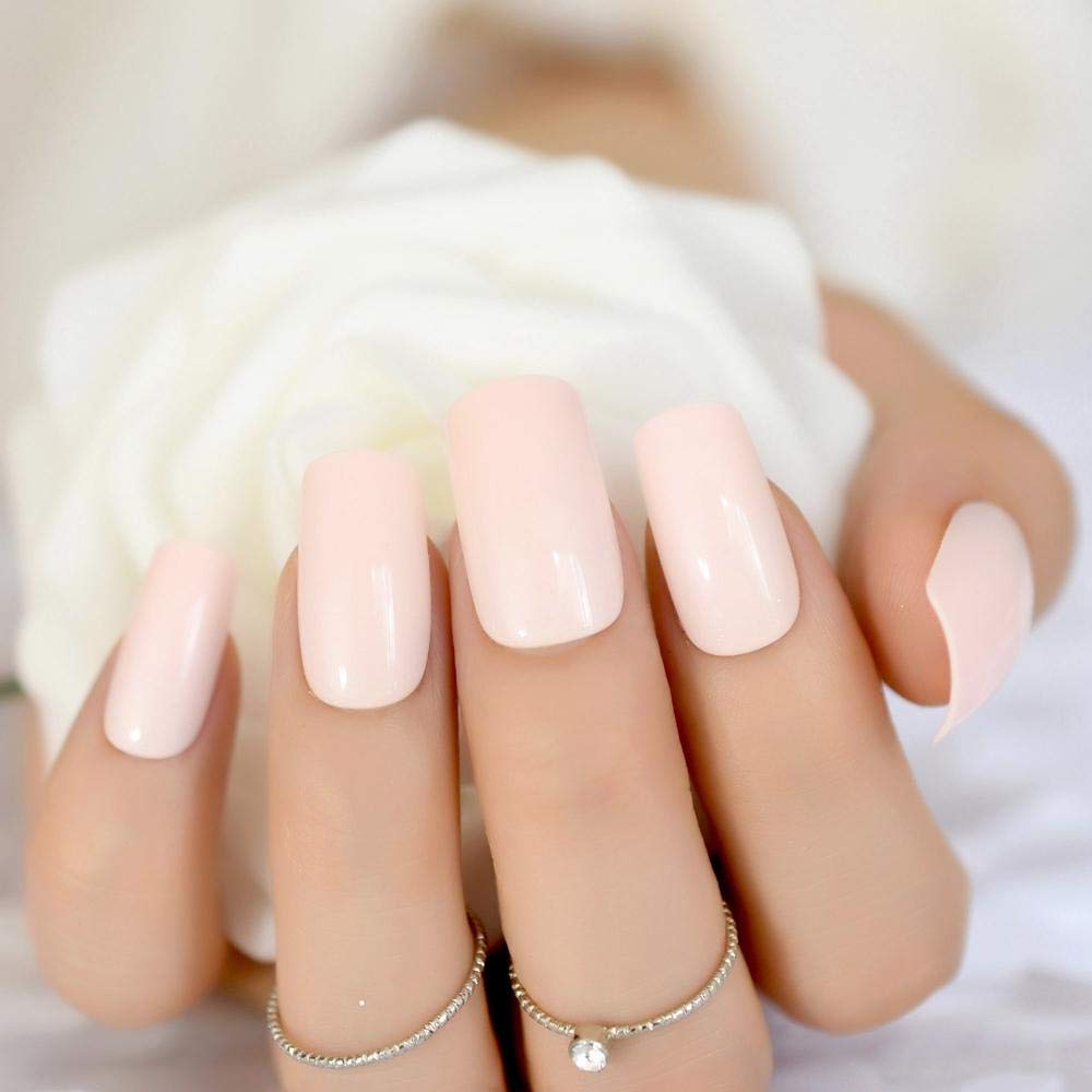HUJL False Nails - Dreams Fake Nails Set, Sugar Pink Medium & Long Press on Nails with DIY Tips | Perfect for Parties, Weddings, Date Nights & Special Occasions