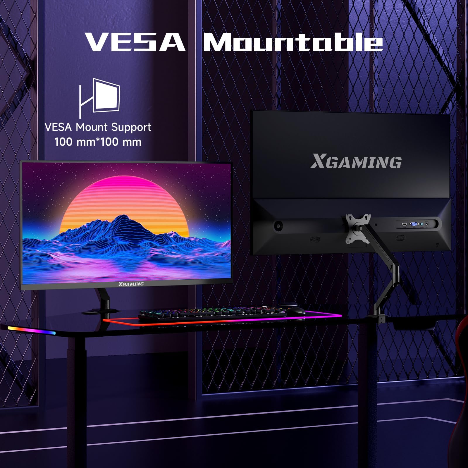 27 Inch Gaming Monitor - 1080P FHD Ultra Thin Frameless Display, 100Hz Refresh Rate, 99% sRGB, Low Blue Light, HDMI/VGA Ports, VESA Mount Compatible, Built-in Dual Speakers, Tilt Adjustable - Perfect for PC Gaming, Home Office & Entertainment Setup