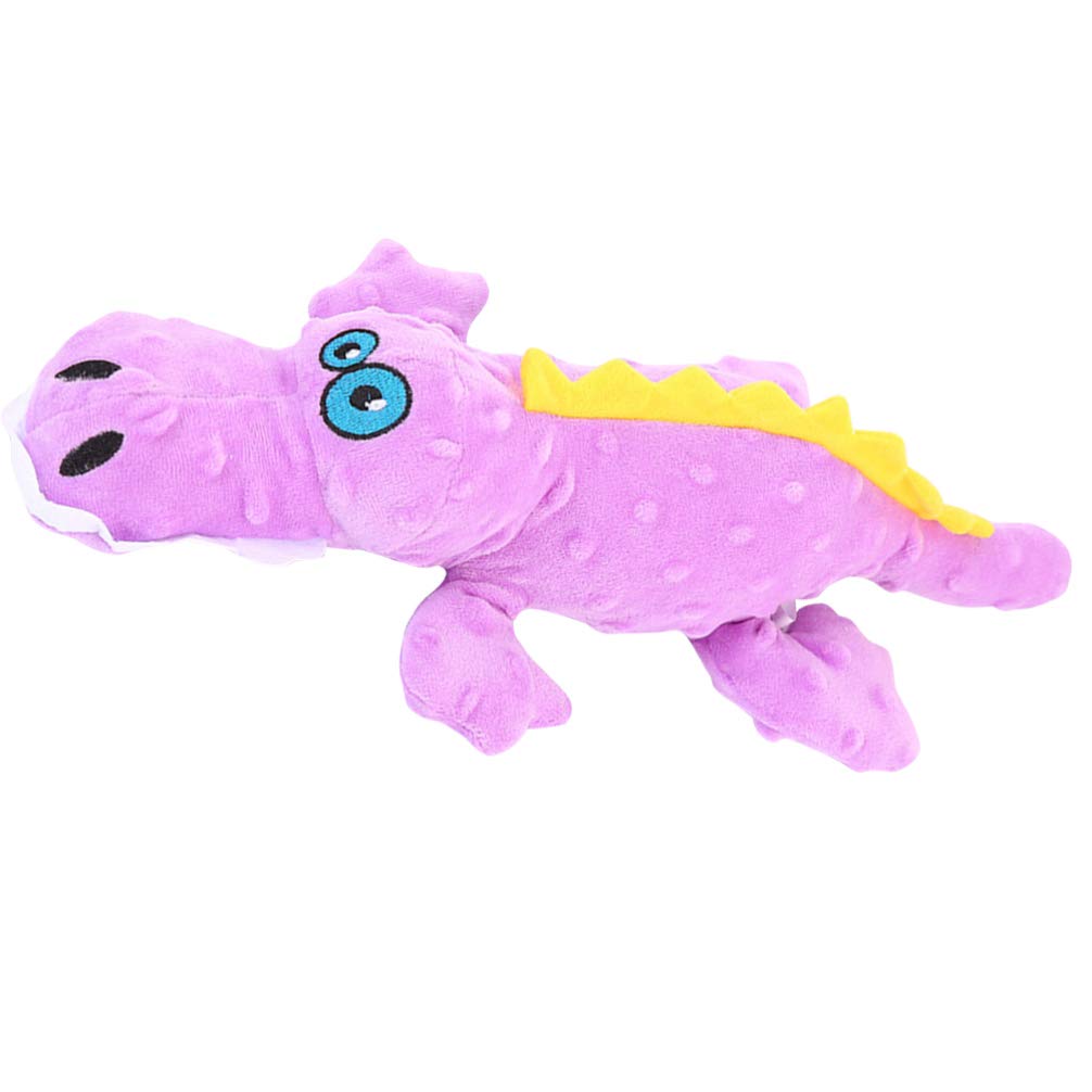 POPETPOP Plush Dog Toy - Squeaky Crocodile-Shaped Chew Toy for Small & Medium Dogs - Soft Pink Plush with Built-in Squeaker & Teeth Cleaning Bumps - Perfect for Playtime, Training & Dental Health