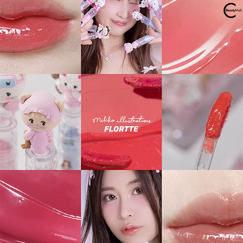 FLORTTE x MIKKO Crystal Clear Glossy Lip Lacquer - Shiny Hydrating Lip Gloss for Women, Non-Sticky Plumping Lip Gloss with Vitamin E | Perfect for Daily Wear, Date Night & Special Occasions