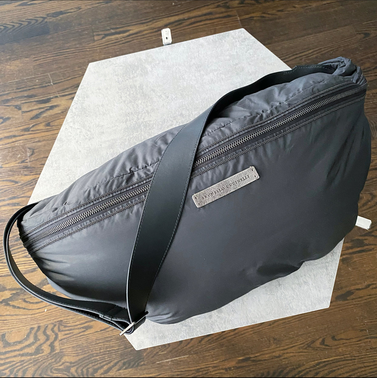 Brunello Cucinelli Grey Nylon Large Body Bag for Men & Women - Stylish Travel Duffel Bag for Gym, Work, Weekend Getaways & Outdoor Adventures