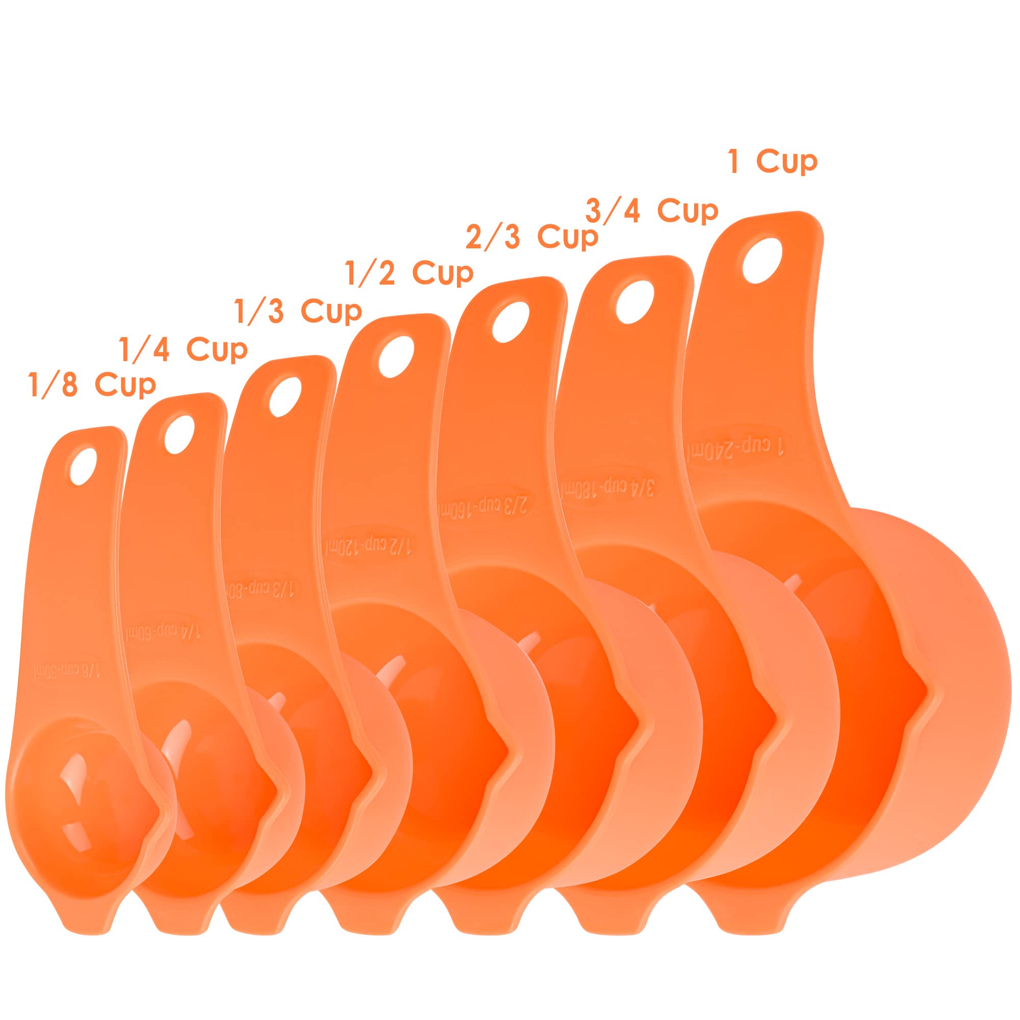 15-Piece Plastic Measuring Cups and Spoons Set - 7 Measuring Cups & 7 Spoons with Leveler - Essential Baking & Cooking Tools for Kitchen, Meal Prep, and DIY Recipes (Orange)