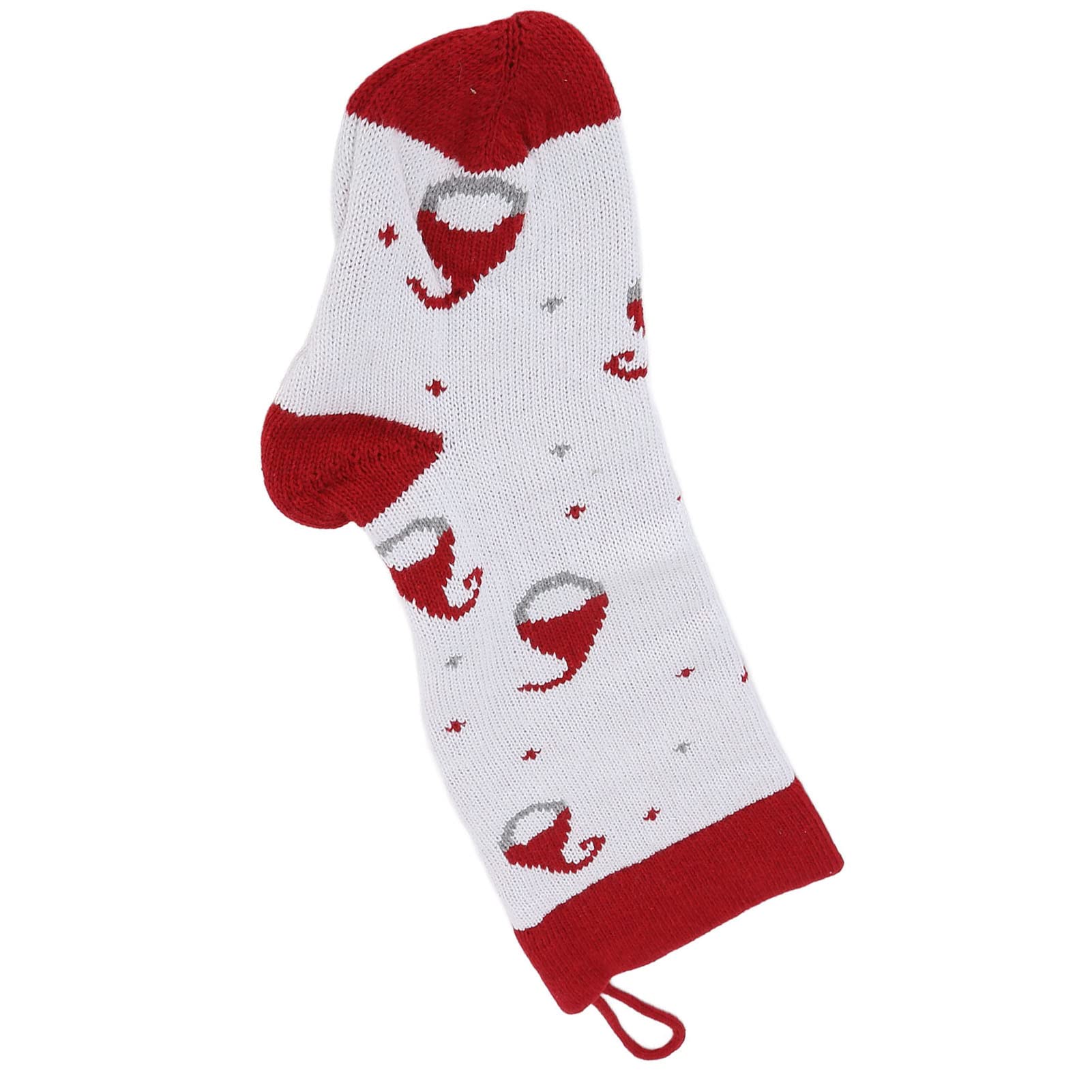Christmas Knitted Socks & Santa Gift Bags - Personalized Holiday Hospitality Bags for Christmas Tree Ornaments, Children's Gifts & Candy Storage - Perfect for Stocking Stuffers, Party Favors & Festive Home Decor (White)