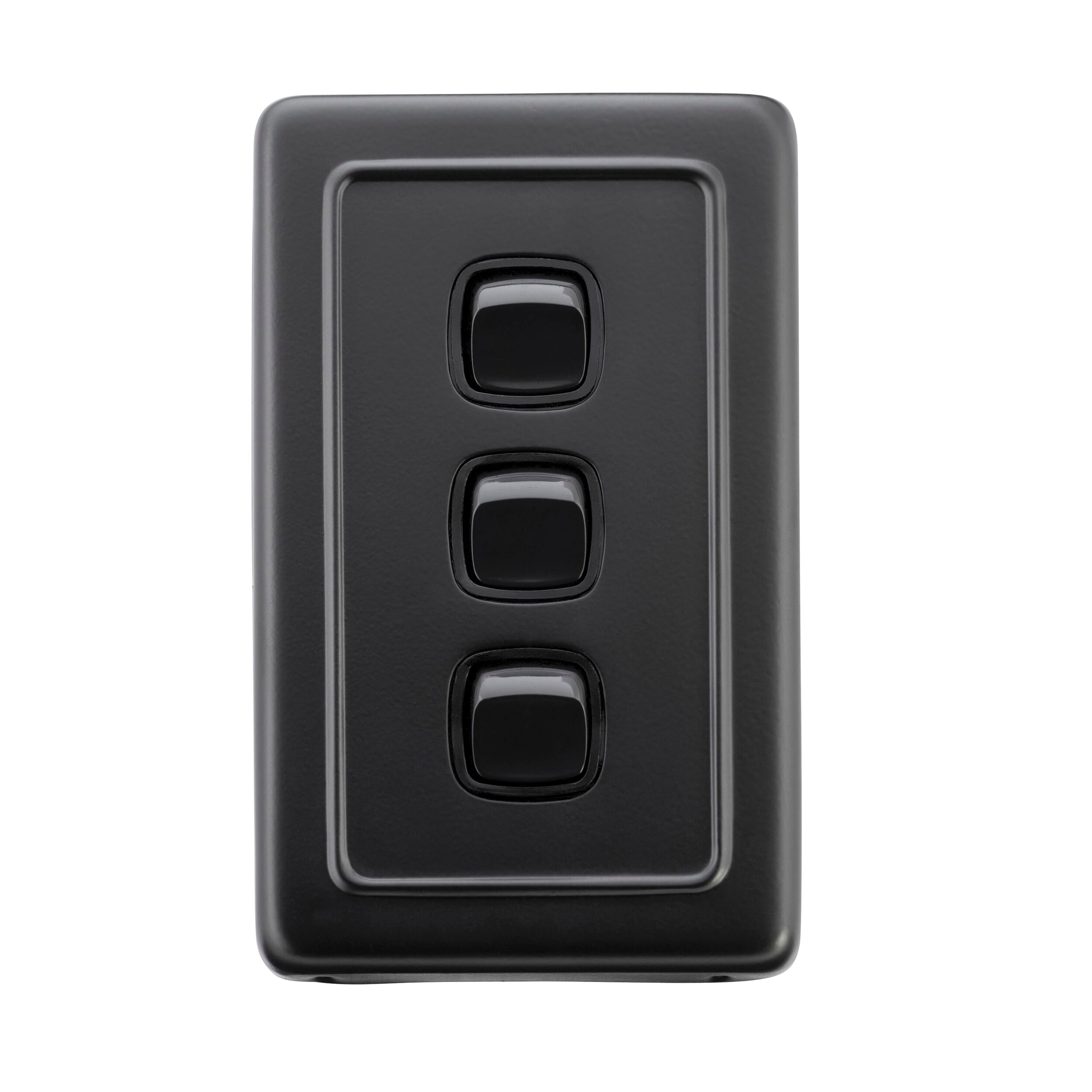 3 Gang Matte Black Rocker Switch Flat Plate - 5344 Model (H115xW72mm) for Home, Office & Commercial Electrical Installations