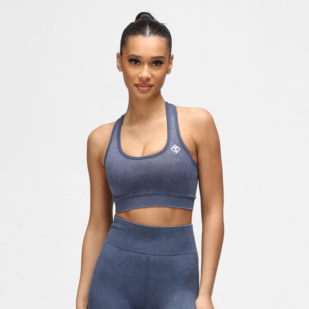 Seamless Blue Denim Bra for Women - Comfortable Wireless Support for Everyday Wear, Yoga & Lounge