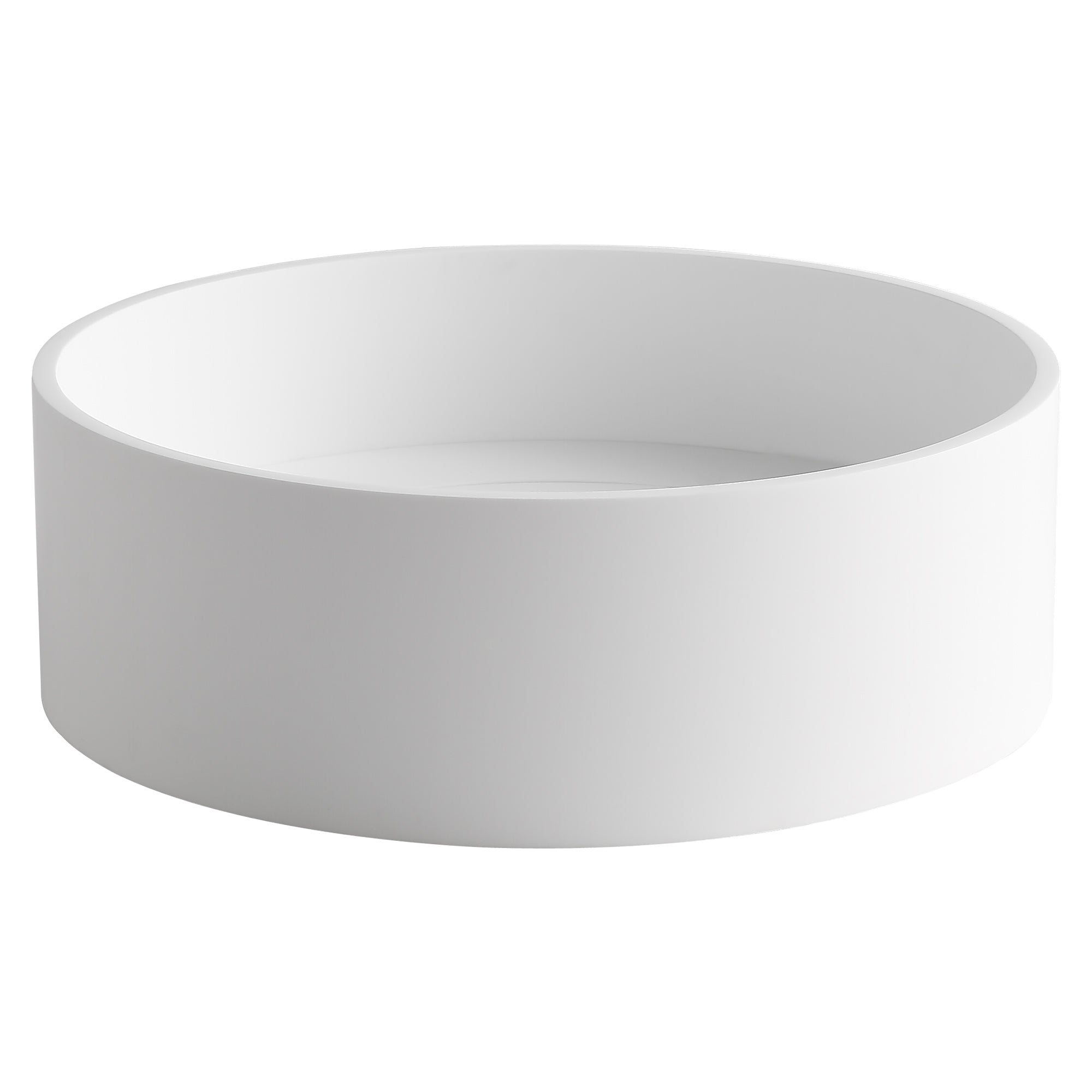 Ancona Round Pure Acrylic Stone Vessel Bathroom Sink in Matte White - Modern Vanity Sink for Bathroom Remodeling & Powder Room Upgrade