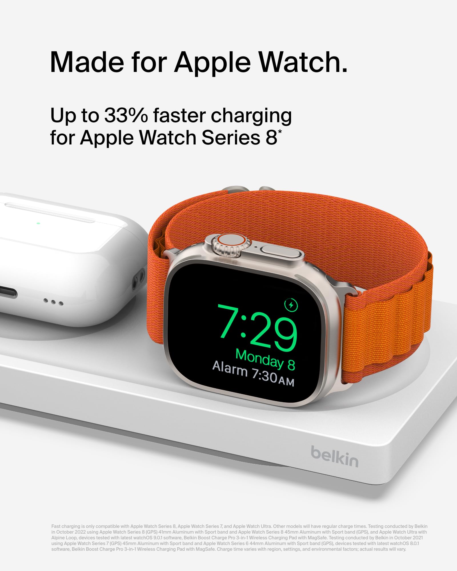 Belkin 3-in-1 MagSafe Charger for iPhone 14/13/12, Apple Watch & AirPods - Fast Wireless Charging Station for Home & Office