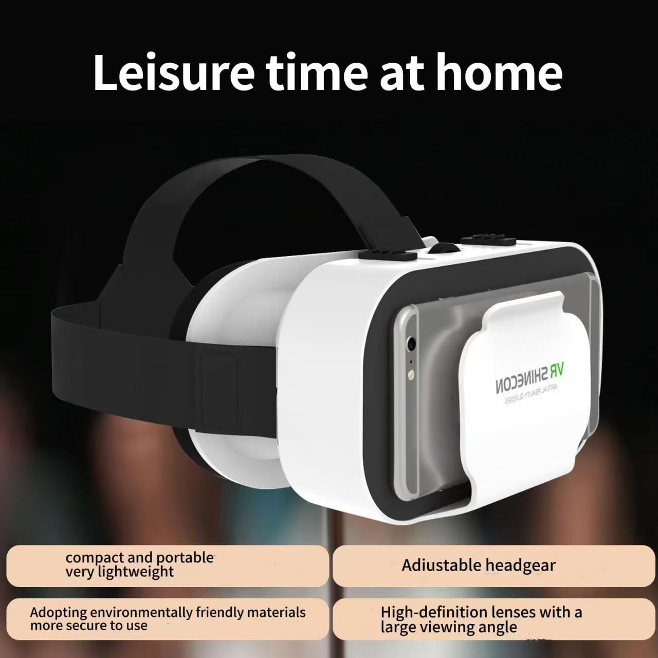 VR Headset for iPhone & Android - Adjustable 3D Virtual Reality Glasses Compatible with 4.7-6.5