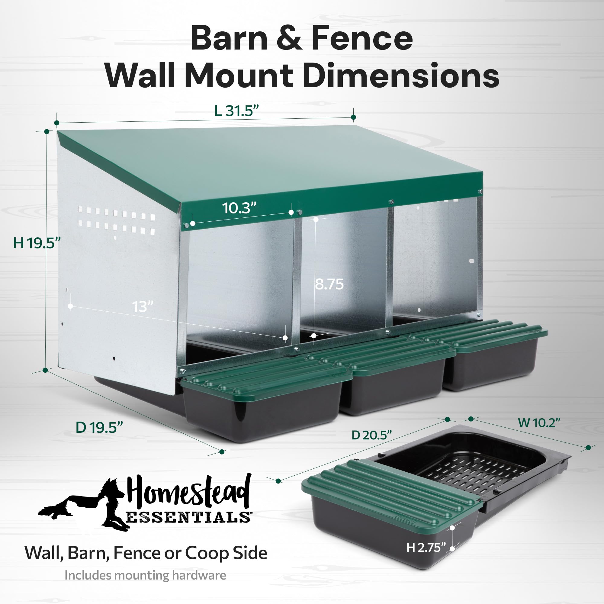 3 Compartment Hen & Chicken Nesting Box with Rollout Rollaway Design & Protective Egg Collection Lids - Perfect for Backyard Coops, Poultry Farms & Egg Laying Stations
